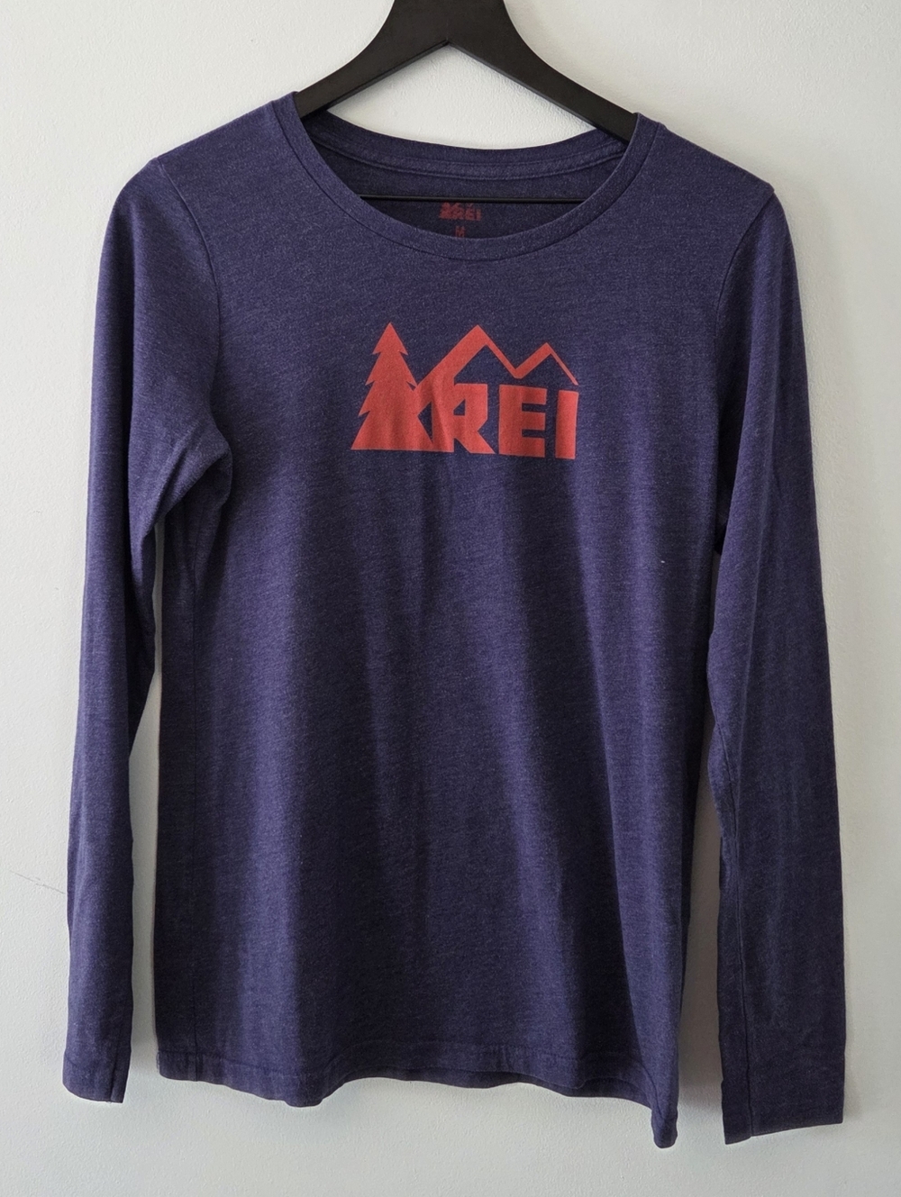 REI Basic Long Sleeve Tee in Purple with Logo, Size M